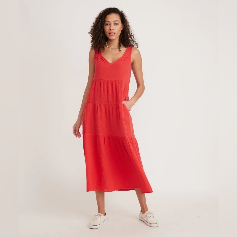 Marine Layer Corinne Maxi Dress Coral Sz XS